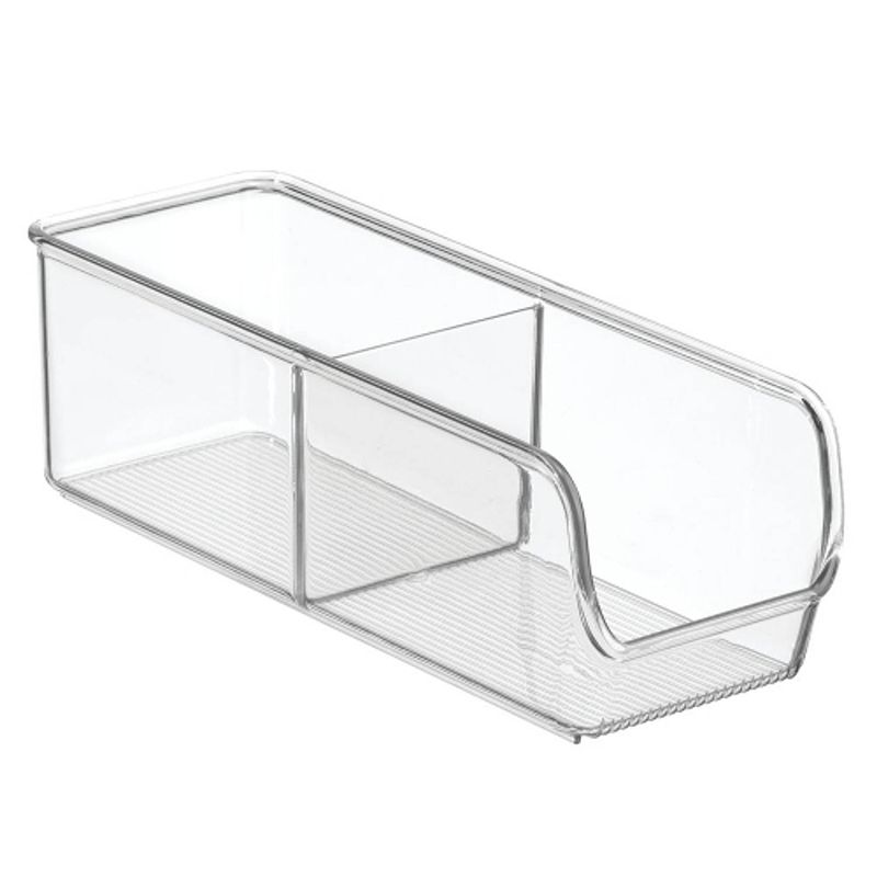 Foto van Idesign - open opbergbox met 2 vakken, 10.2 x 27.9 x 8.9 cm, kunststof, transparant - idesign linus