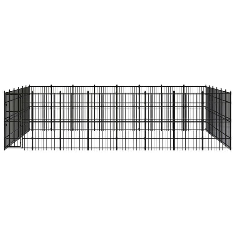 Foto van The living store hondenkennel - stalen kennel - 768x576x200 cm - met deur - zwart