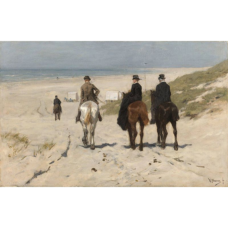 Foto van Inductiebeschermer - morgenrit aan het strand - 78x78 cm