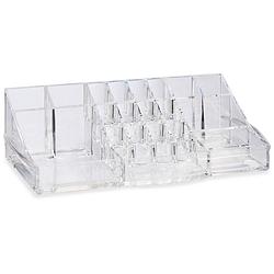 Foto van Make-up organizer/opberger 20-vaks met lade en spiegel 32 x 12 cm van kunststof - make-up dozen