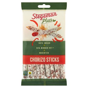 Foto van Verpakking 100225 gram | stegeman plus chorizo sticks 100g aanbieding bij jumbo