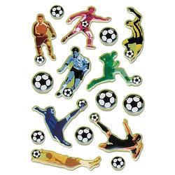Foto van 16x voetbal stickers met 3d effect met zacht kunststof - stickers