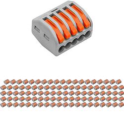 Foto van Lasklem - verbindingsklem - 100 stuks - 5 polig met klemmetjes - grijs/oranje