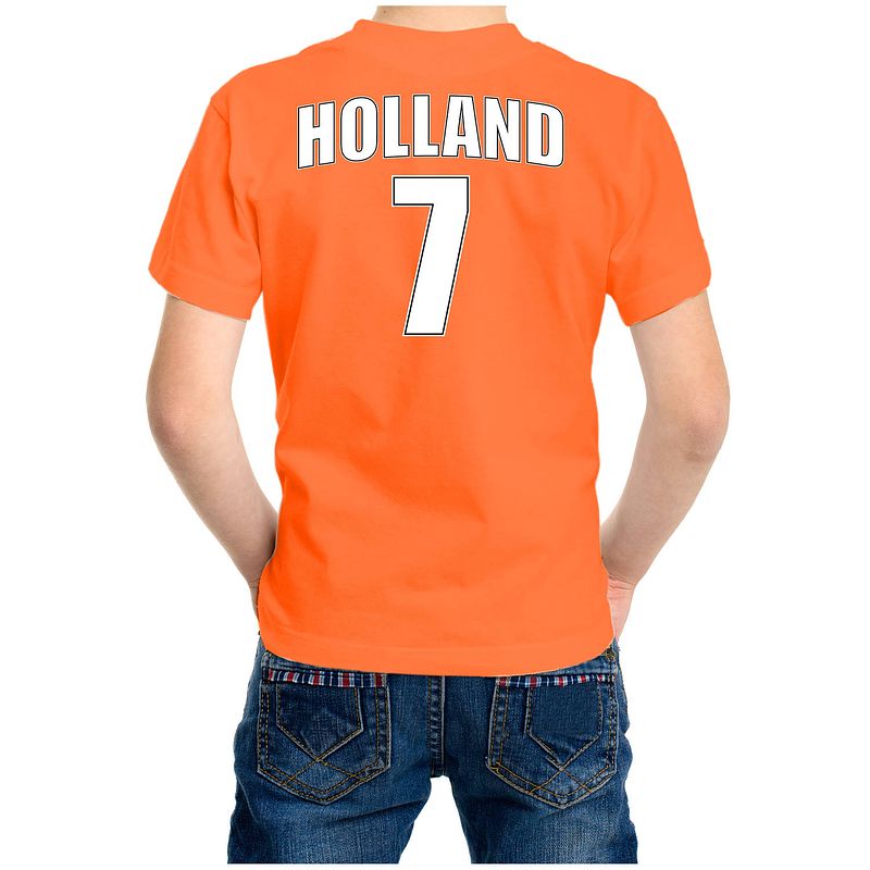 Foto van Holland shirt met rugnummer 7 - nederland fan t-shirt / outfit voor kinderen xl (158-164) - feestshirts