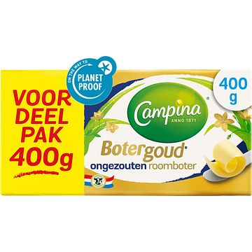 Foto van Campina botergoud ongezouten roomboter wikkel 400g bij jumbo