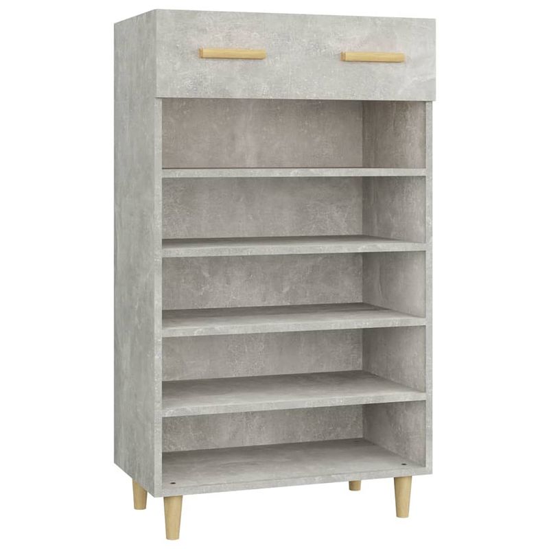 Foto van The living store schoenenkast 60x35x105 cm bewerkt hout betongrijs - schoenenkast