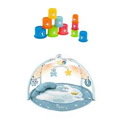 Foto van Chicco bundel - speelkleed - babygym kleurenplezier - blauw & babyspeelgoed - stapel bekers