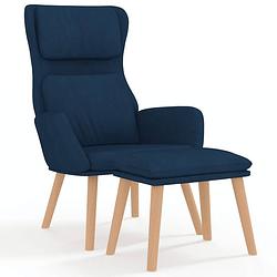 Foto van The living store relaxstoel fluweel blauw - 70 x 77 x 98 cm - comfortabel en stabiel - incl - voetenbank