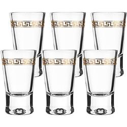 Foto van Glasmark shotglaasjes - 12x - gold collection - 25 ml - glas - borrelglazen - shotglazen