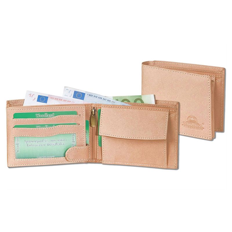 Foto van Woodland heren portemonnee billfold met rfid bescherming leer beige