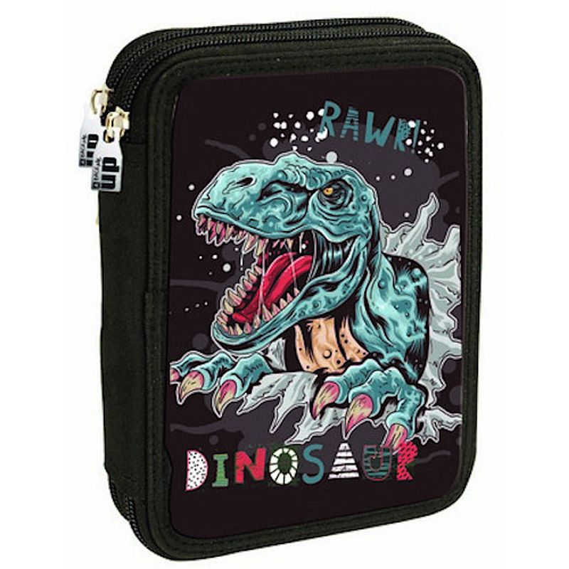 Foto van Arditex etui dinosaur 20 x 14 cm polyester zwart 27-delig