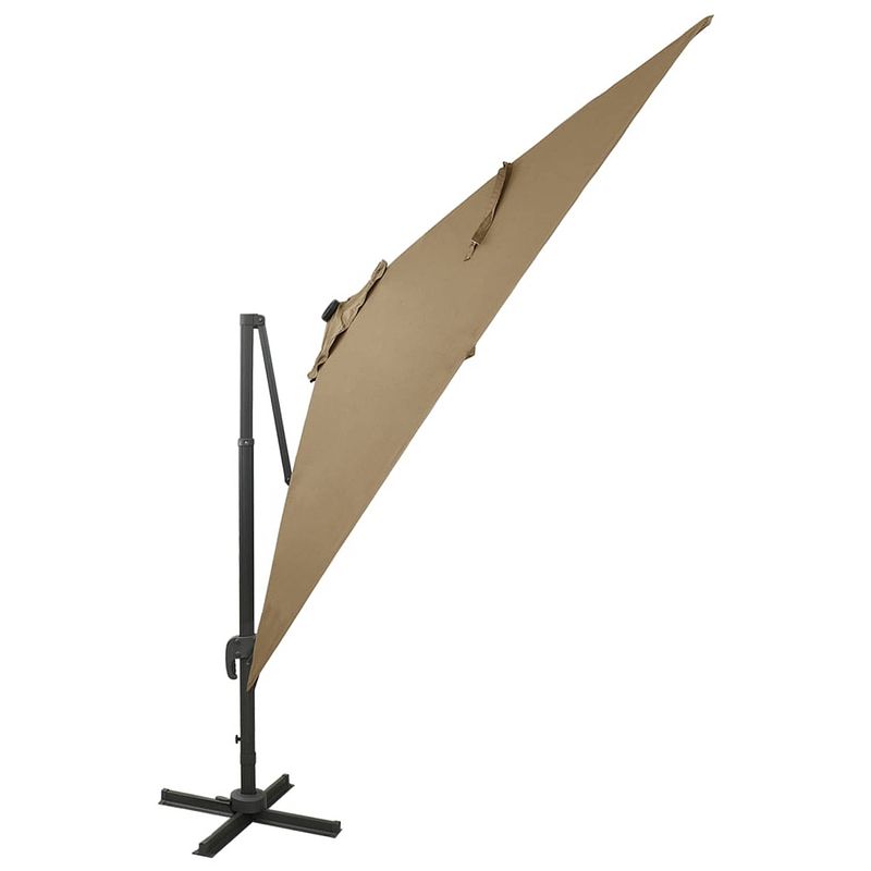 Foto van The living store parasol luxe - 300x300x258 cm - inclusief led-verlichting - taupe