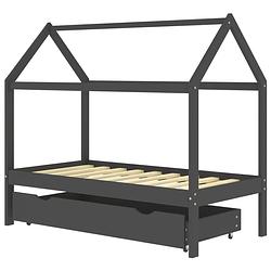 Foto van The living store kinderbedframe boomhut donkergrijs - 166x87x140cm - massief grenenhout