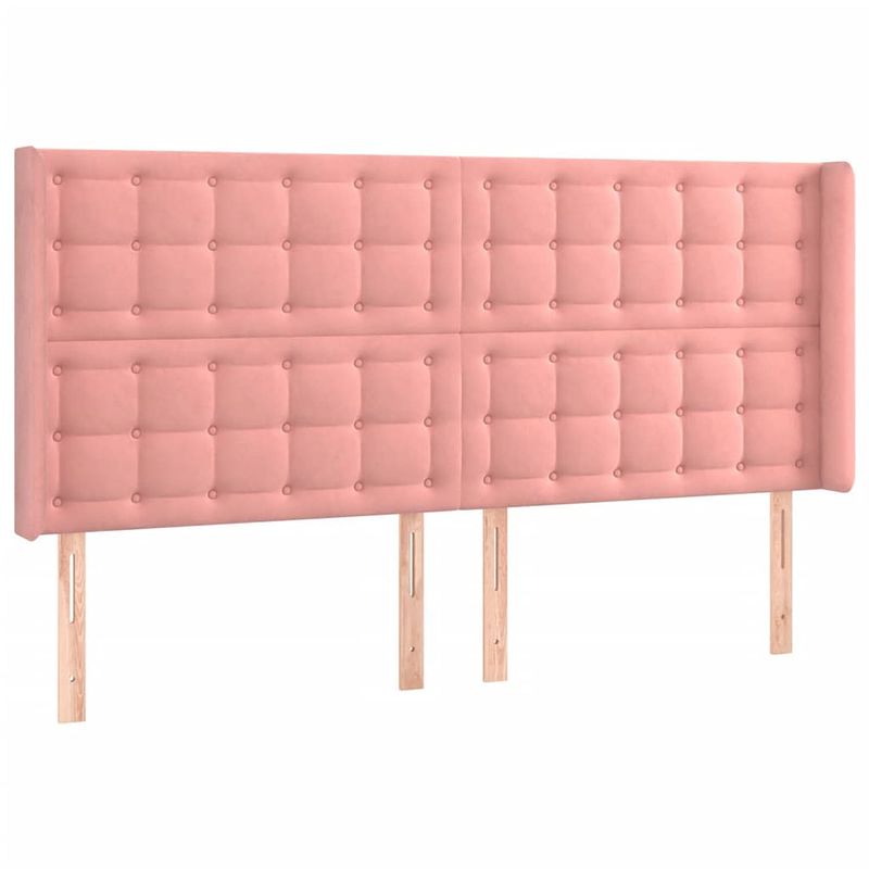 Foto van The living store hoofdbord - 163 x 16 x 118/128 cm - zacht fluweel roze