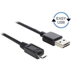 Foto van Delock usb-kabel usb 2.0 usb-a stekker, usb-micro-b stekker 5.00 m zwart stekker past op beide manieren, vergulde steekcontacten, ul gecertificeerd 83369