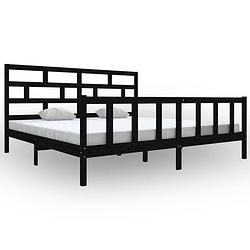 Foto van The living store bedframe - zwart massief grenenhout - 205.5 x 185.5 x 69.5 cm - geschikt voor 180 x 200 cm matras