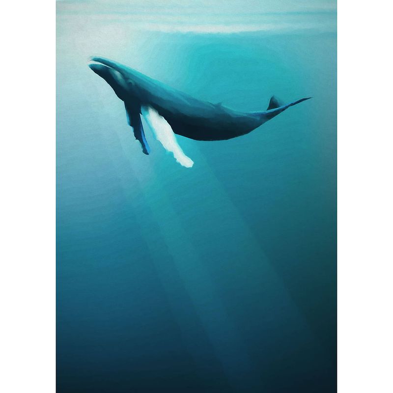 Foto van Komar artsy humpback whale vlies fotobehang 200x280cm 4-banen