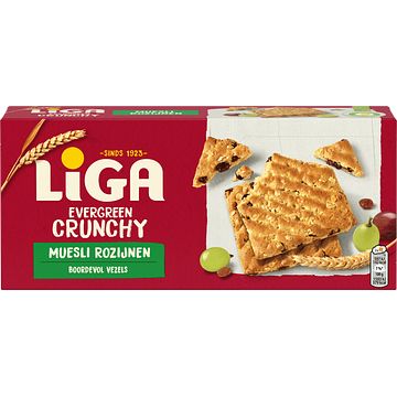 Foto van Liga evergreen crunchy koeken mueslirozijnen 225g bij jumbo