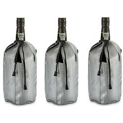 Foto van Wijnkoeler/flessenkoeler/koelhoud hoesje - 3x - voor flessen - wijn/water/champagne - 25 cm - koelelementen