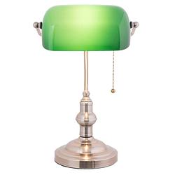 Foto van Haes deco - bureaulamp bankierslamp groen 27x17x41 cm e27/max 1x60w