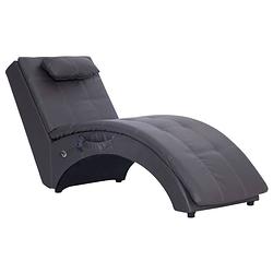 Foto van The living store chaise longue - grijs - 145 x 54 x 72 cm - massage + verwarming - afstandsbediening