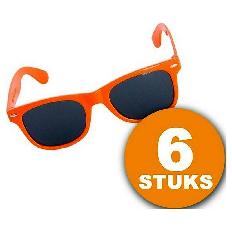 Foto van Oranje feestbril 6 stuks oranje bril ""blues"" feestkleding ek/wk voetbal oranje versiering versierpakket nederlands