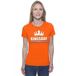 Foto van Oranje kingsday met een kroon shirt dames - oranje koningsdag kleding m