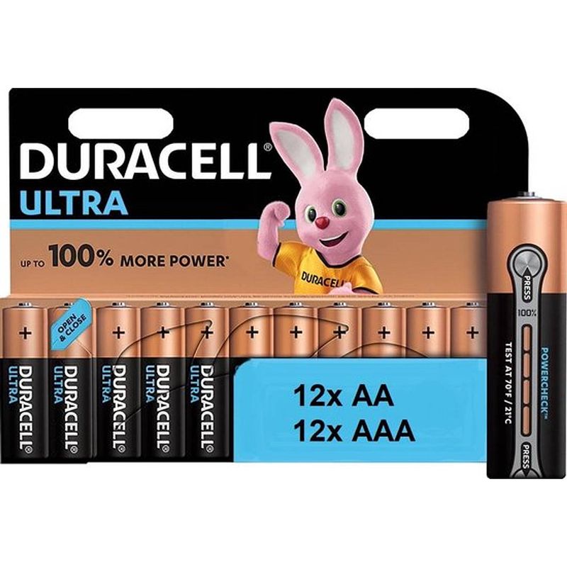 Foto van Combi deal / duracell ultra power duralock alkaline 12x aa + 12x aaa