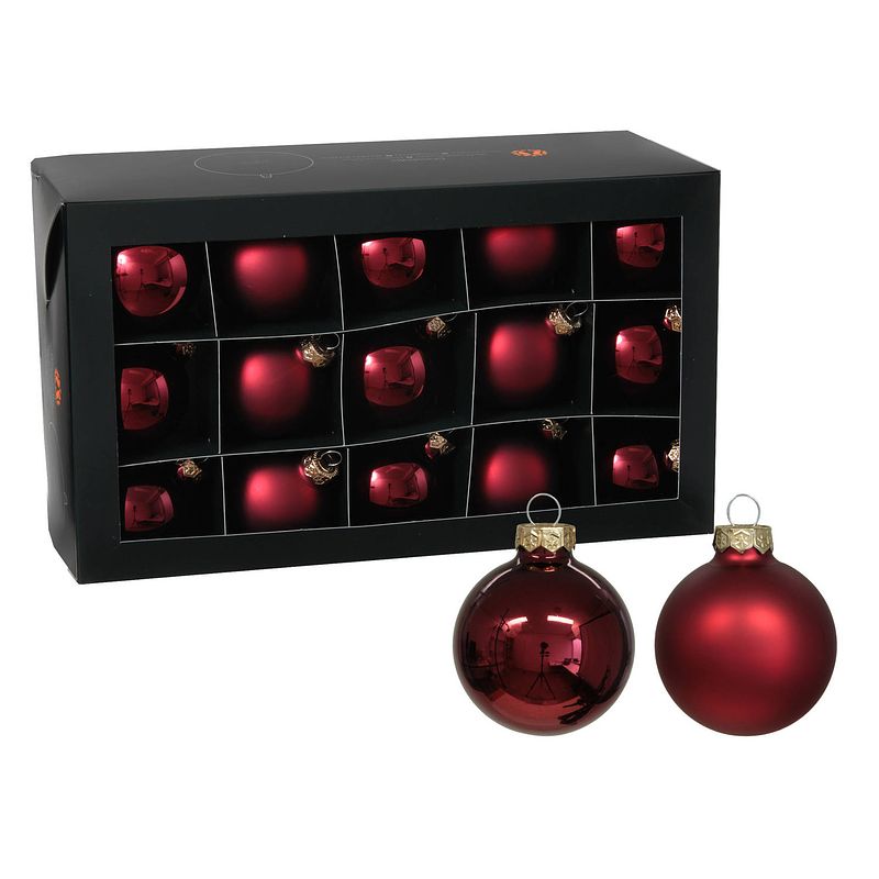 Foto van Othmar decorations kerstballen - 36x - donkerrood - glas - 6 cm - glans/mat - kerstbal