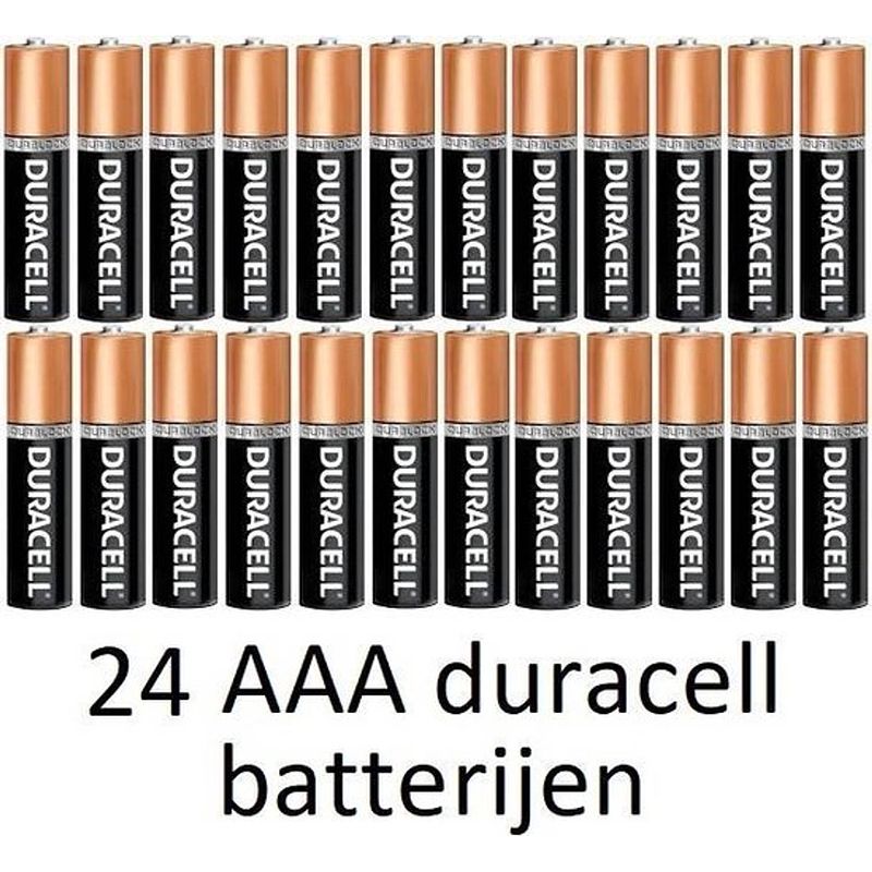 Foto van 24 stuks aaa duracell alkaline batterijen