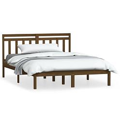 Foto van The living store bedframe grenenhout - honingbruin - 195.5 x 126 x 100 cm - 120 x 190 cm - montage vereist