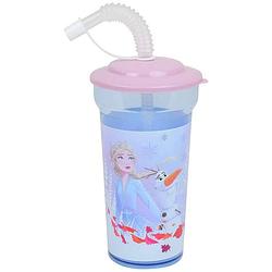 Foto van Disney drinkbeker met rietje frozen meisjes 400 ml roze/blauw