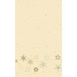 Foto van Kerstversiering papieren tafelkleden beige met gouden sterren 138 x 220 cm - tafellakens
