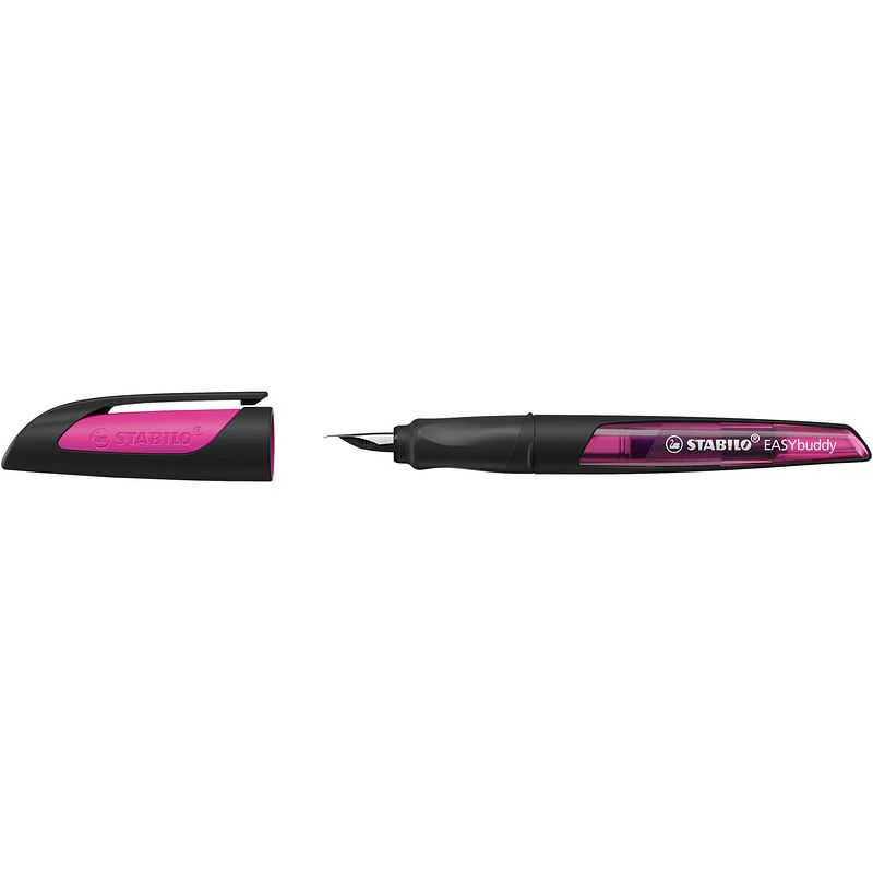 Foto van Ergonomische schoolpen stabilo easybuddy, penpunt a, zwart/magenta