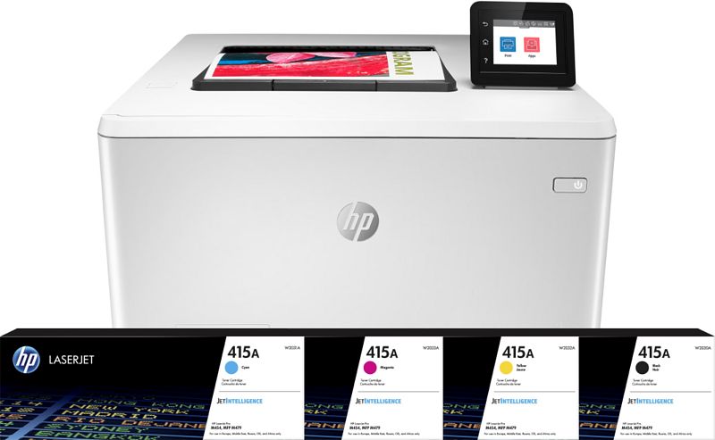 Foto van Hp color laserjet pro m454dw + 1 extra set toners