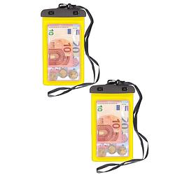Foto van 2x stuks bellatio design waterdicht geldbuidel / moneybelt nektasje - geel - telefoonhoesjes