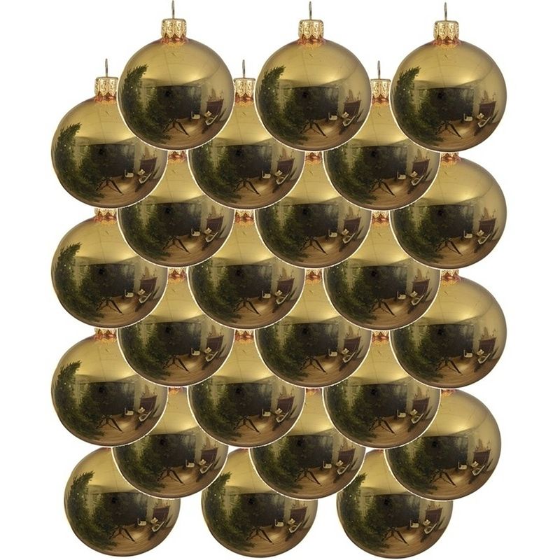 Foto van 24x glazen kerstballen glans goud 6 cm kerstboom versiering/decoratie - kerstbal