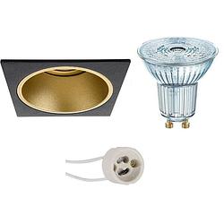 Foto van Led spot set - osram parathom par16 930 36d - pragmi minko pro - gu10 fitting - dimbaar - inbouw vierkant - mat