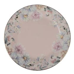 Foto van Clayre & eef servies ontbijtbord ø 18*2 cm roze porselein bloemen eetbord gebaksbordje roze eetbord gebaksbordje