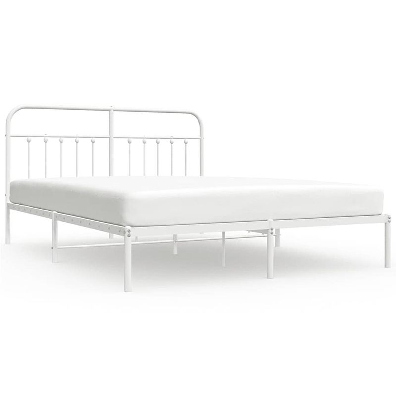 Foto van The living store klassiek bedframe - metalen constructie - extra opbergruimte - comfortabele ondersteuning - wit - 219