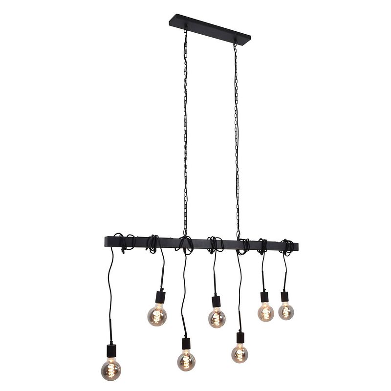 Foto van Urban interiors hanglamp blox 7 lichts l 120 cm zwart