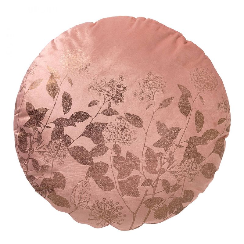 Foto van Dutch decor rosie - sierkussen rond 45 cm muted clay - velvet - roze - roze