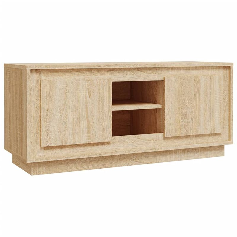 Foto van The living store tv-meubel sonoma eiken - 102 x 35 x 45 cm - trendy en praktisch voldoende opbergruimte stevig blad