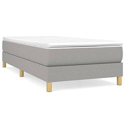 Foto van The living store boxspringframe - lichtgrijs - 193 x 90 x 25 cm - stof (100% polyester) - multiplex - voor matras 90 x