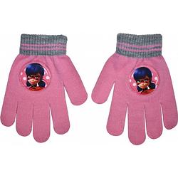 Foto van Handschoenen meisjes acryl roze/lichtgrijs one-size
