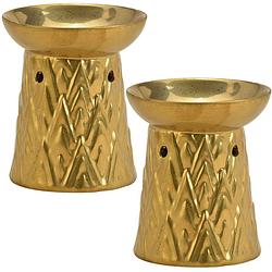 Foto van 2x stuks ronde geurbrander/oliebrander keramisch goud 10 x 12 cm - geurbranders