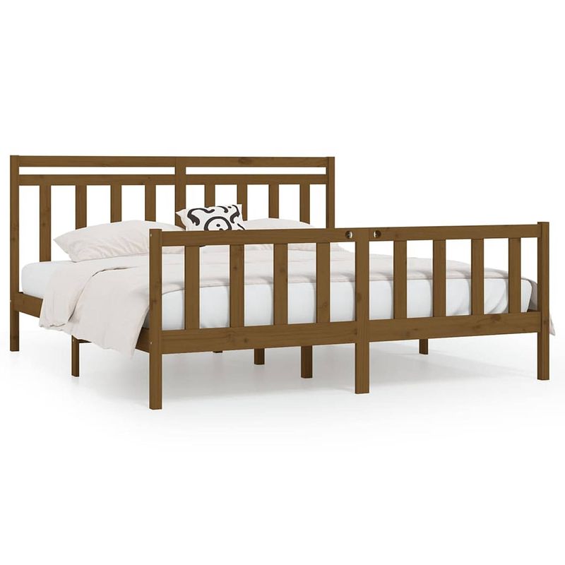 Foto van Vidaxl bedframe massief grenenhout honingbruin 200x200 cm