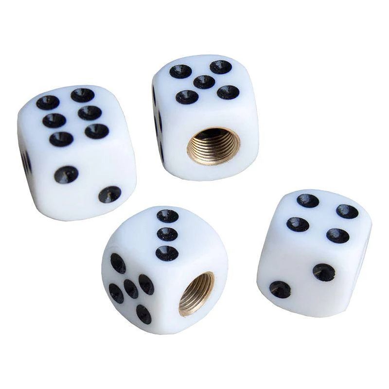 Foto van Simoni racing set ventielkapjes white dice - wit/zwart - 4-stuks