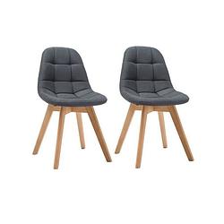 Foto van Anya set van 2 eetkamerstoelen - scandinavische stijl - donkergrijze stof - l 44 x d 50 x h 84 cm