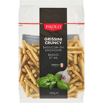 Foto van Paolo grissini cruncy basilicum en knoflook 150 g bij jumbo